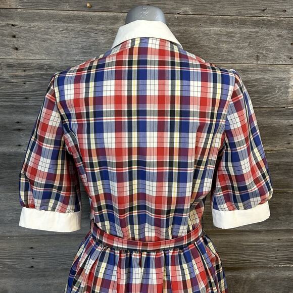 Vintage Americana Plaid Shirt Dress Set Serbin Marianne Women’s 8 Prep Academia - Picture 7 of 16